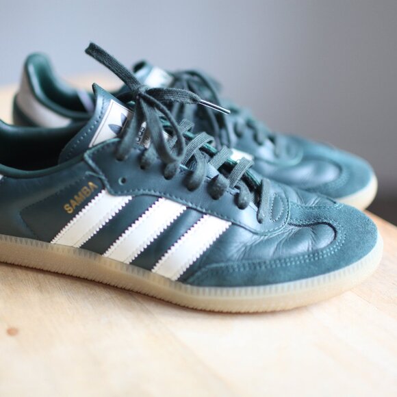 Adidas Samba OG Dark Mineral Green and White Sneakers rubber gum sole m7/w8.5 - Picture 8 of 9